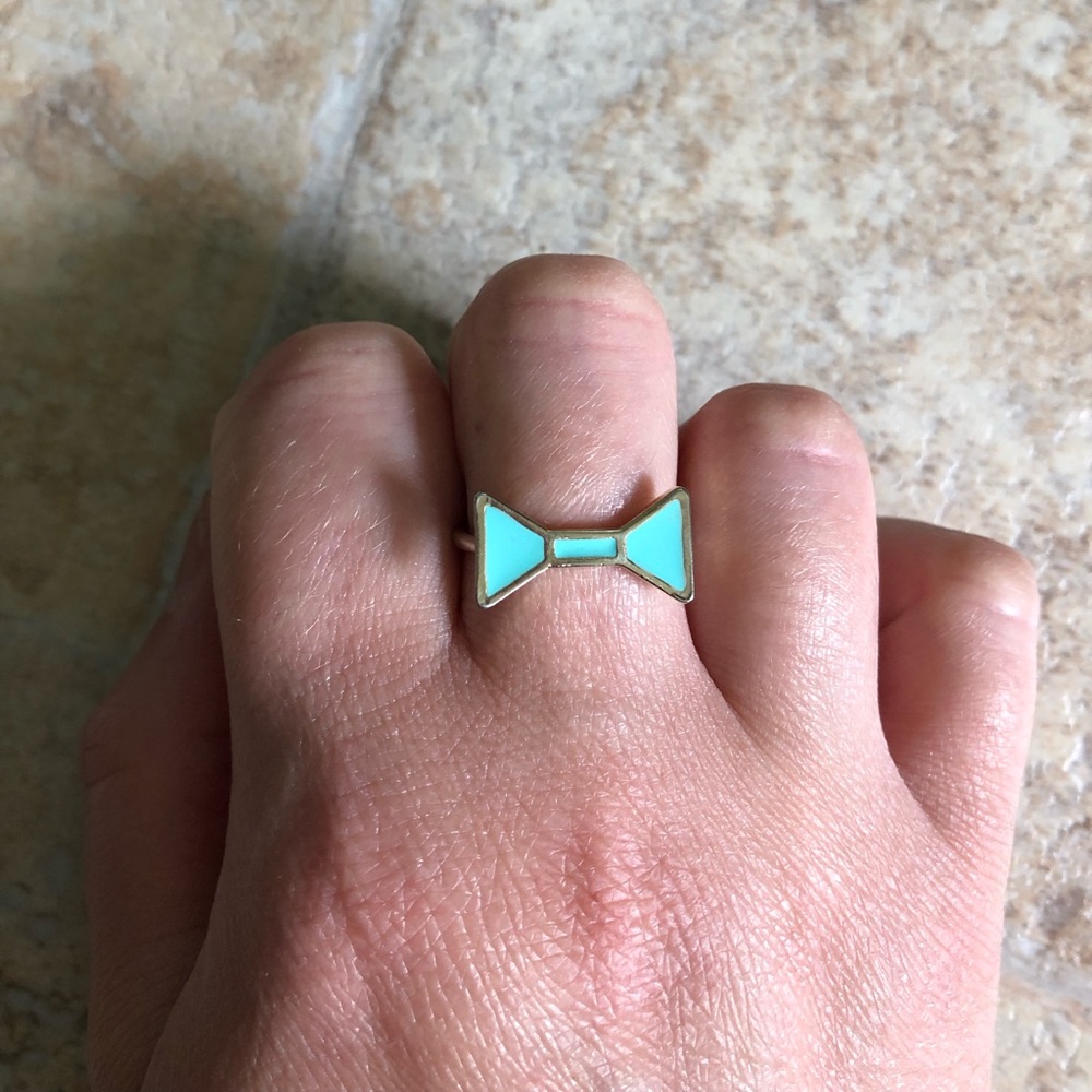 Gold and Mint bow ring